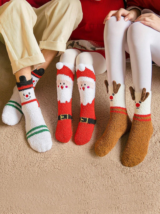 3 pairs kids Christmas fleece socks