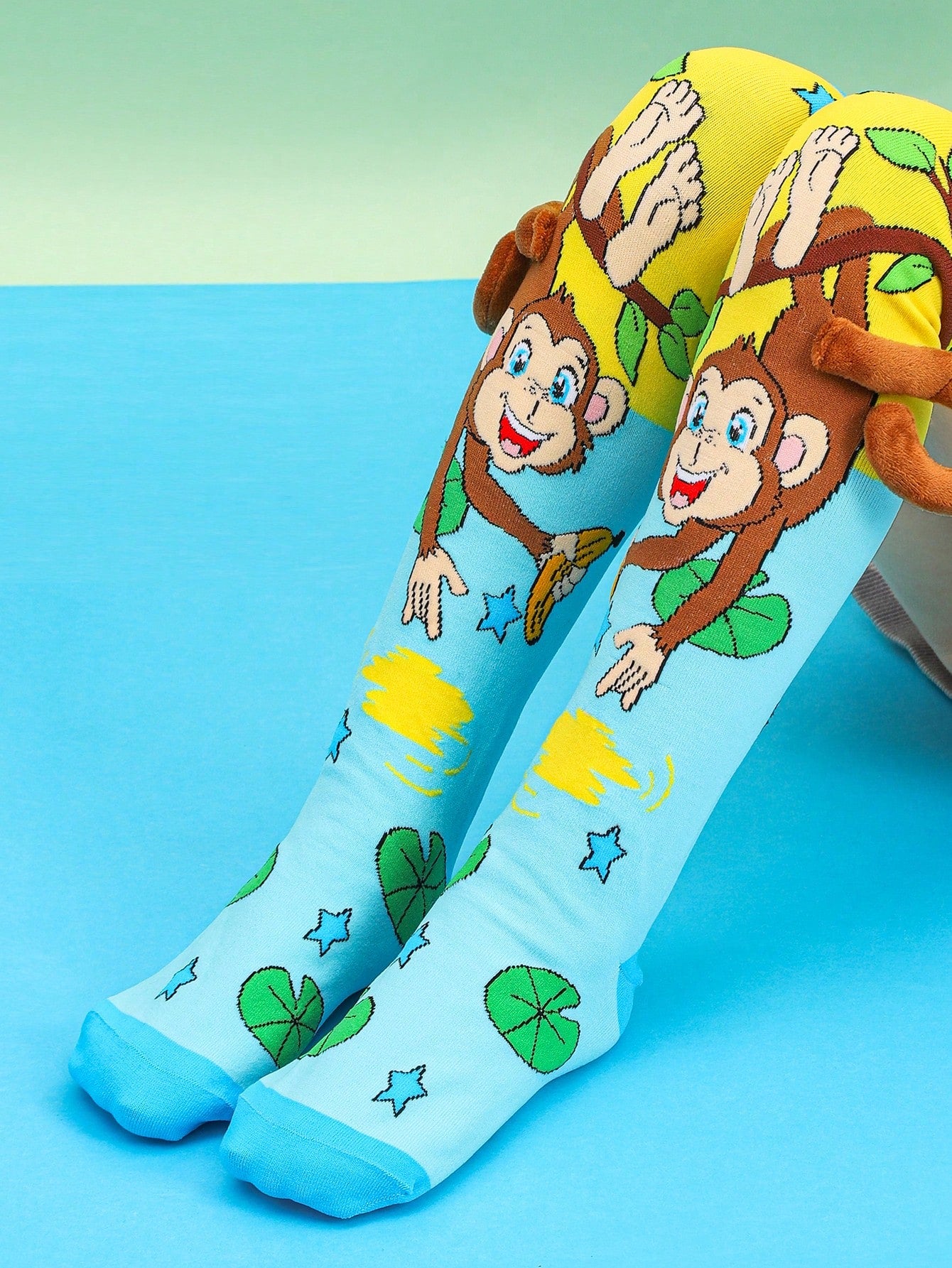 A pair of 3D monkey socks