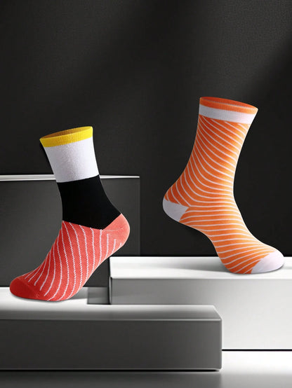 2 PAIRS Minimoonies Colorful Sushi & Salmon Design - Socks