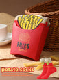1 Pair Novelty Multi-Color French Fries Mid-Calf Socks Gift Box