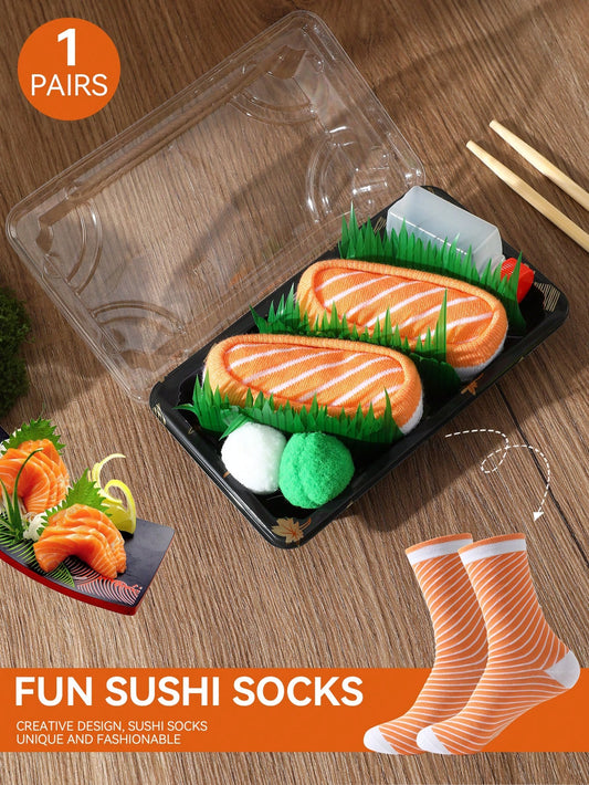 1 Pair sushi salmon socks