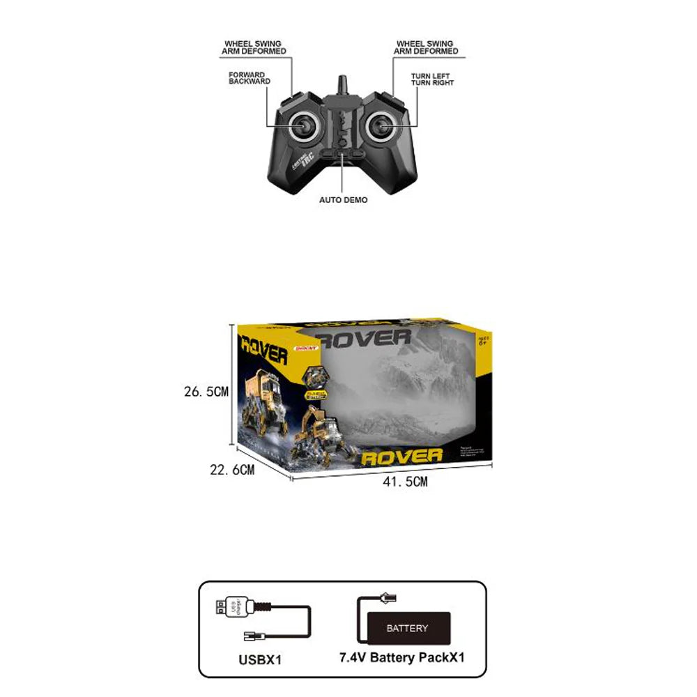 Rechargeable Remote Control Truck-Bulldozer with Robotic Wheels