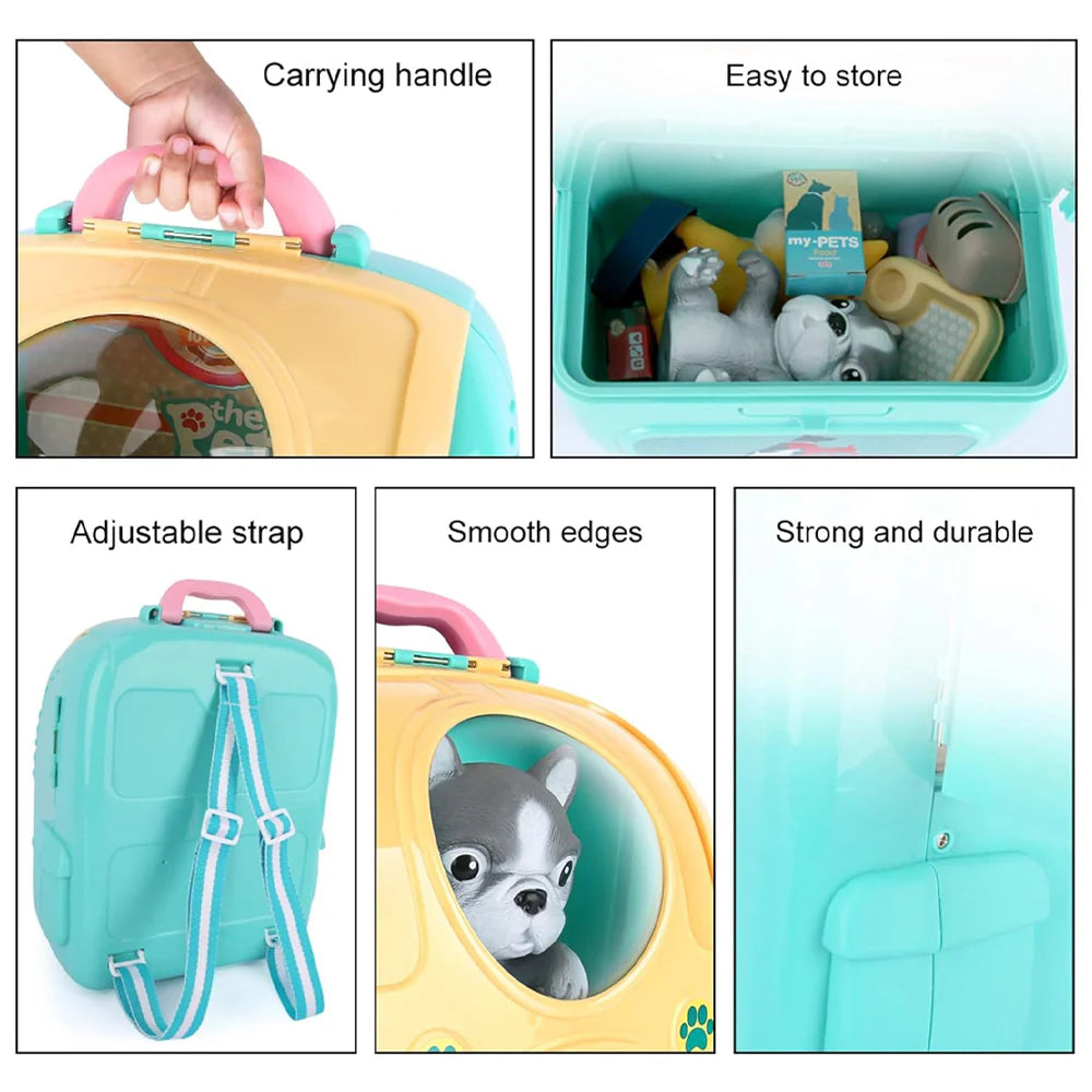 2-in-1 Dog Bag Pretend Play Pet Care Set