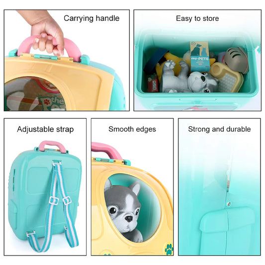2-in-1 Dog Bag Pretend Play Pet Care Set