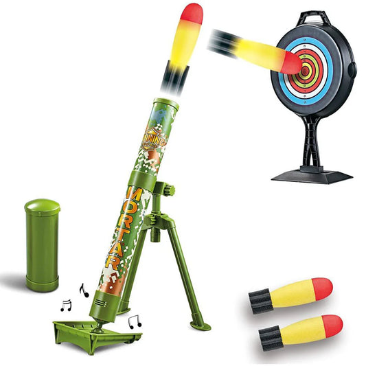 Toy Mortar Shooting Game Launcher Kid with Music Function Adjustable Elevation And Foam Rocket Missiles Included