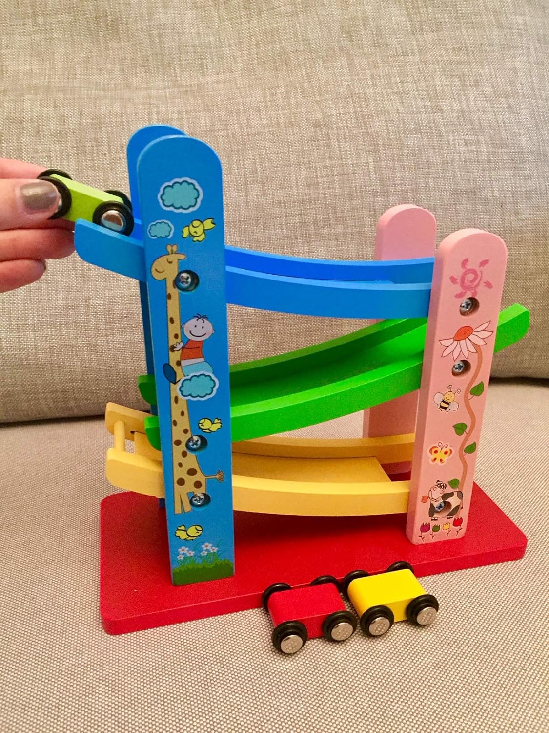 Wooden racing car toy