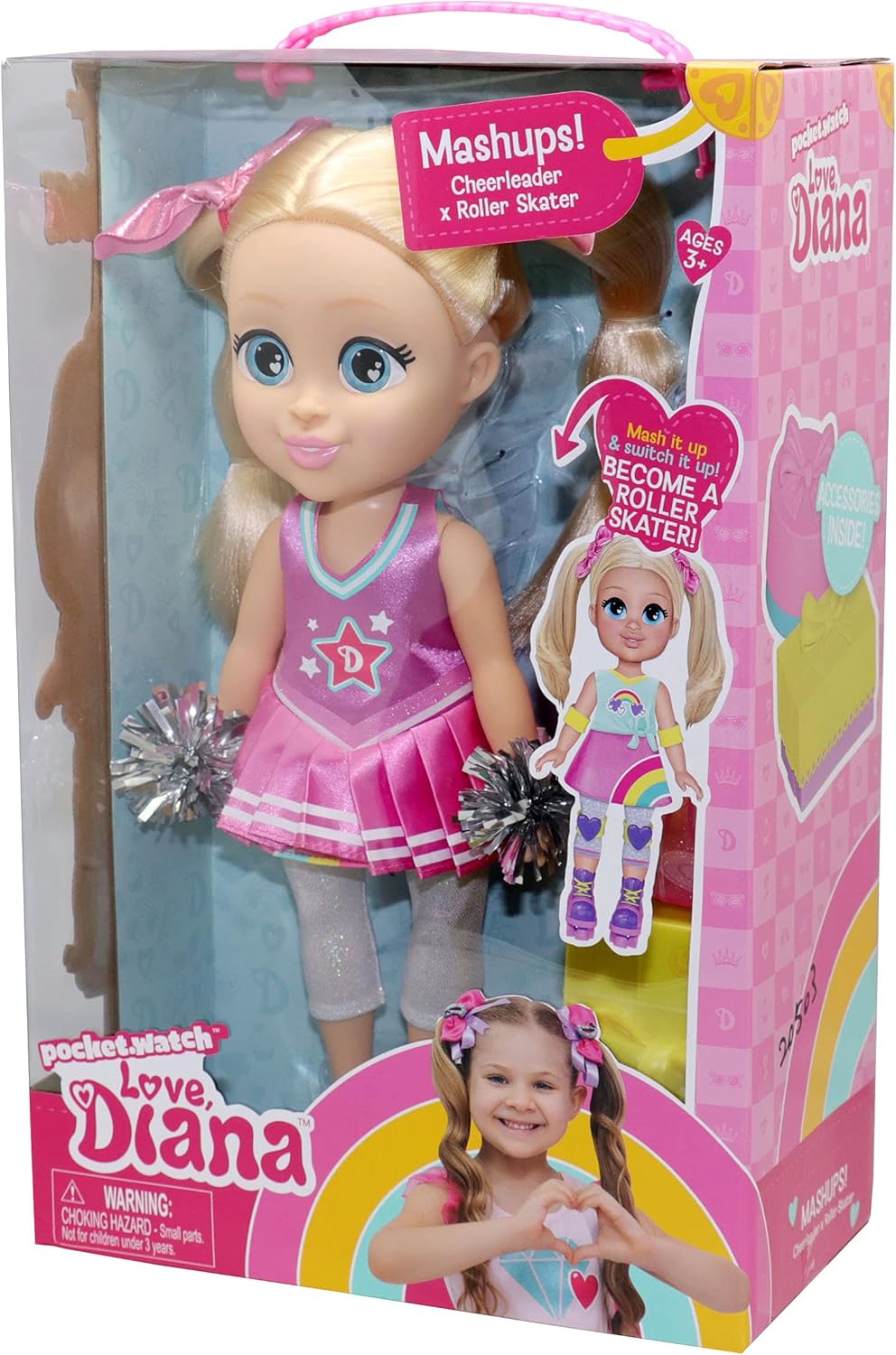Love Diana Mashup Cheerleader Roller Skater Doll 13 Inches