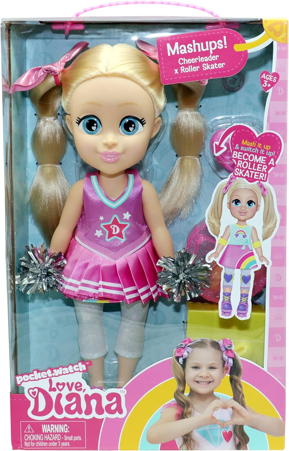 Love Diana Mashup Cheerleader Roller Skater Doll 13 Inches