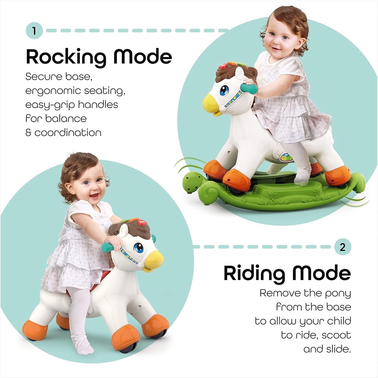Hola - Kids Ride-On 3-in-1 Rocking Riding Pony