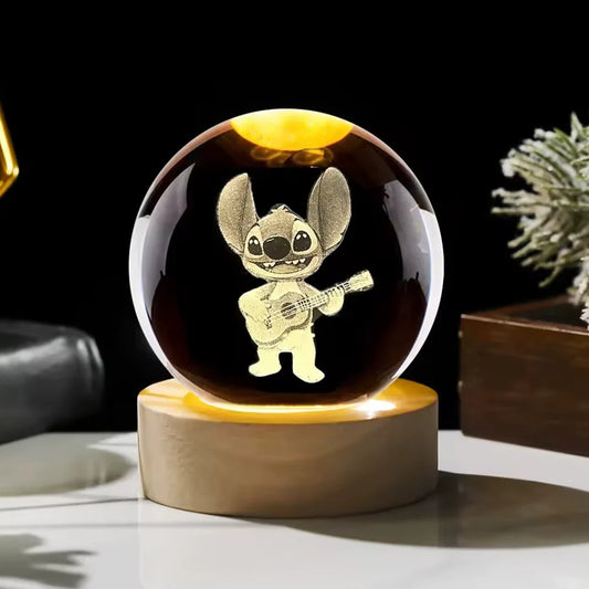 Stitch With Guitar Led Table Lamp Crystal Ball (8cm)