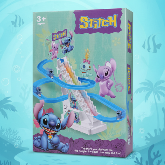 stitch-Themed Sliding Race Track Toy with Music & Lights for Kids